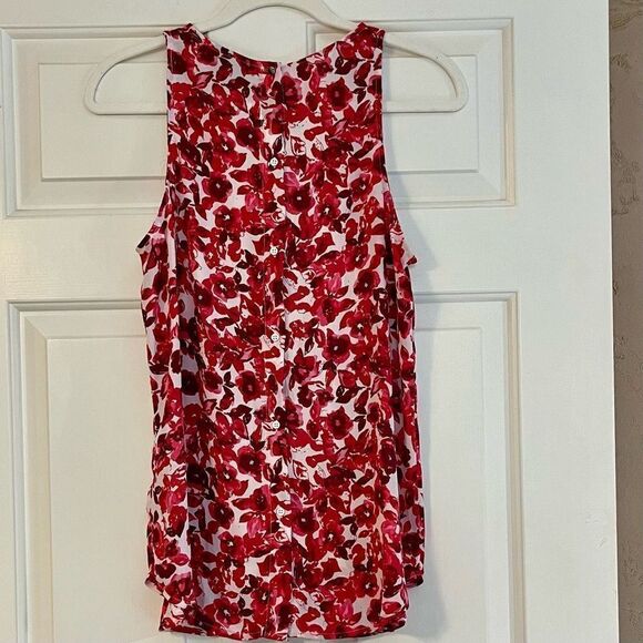 Who What Wear Women’s Red Floral Halter Tank Blouse Medium - Picture 3 of 9